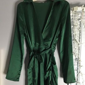 Satin wrap mini dress